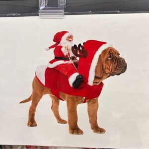 Festive Santa Dog Costume with Reindeer Antlers for Medium Size Dog